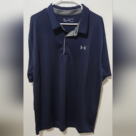 Under Armour Performance Golf Polo Heat Gear Loose Men's 2XL Navy Athletic B10 - Picture 1 of 5